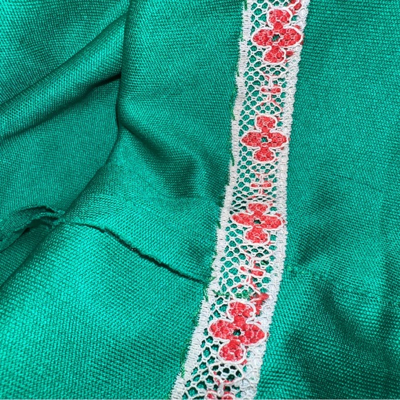 Vintage 1970s Emerald Green Empire Waist Maxi Dress Romantic Boho Small - Picture 9 of 10